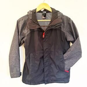 Boys North Face Dryvent Hooded Jacket sz M (10/12) Black and Gray North Face